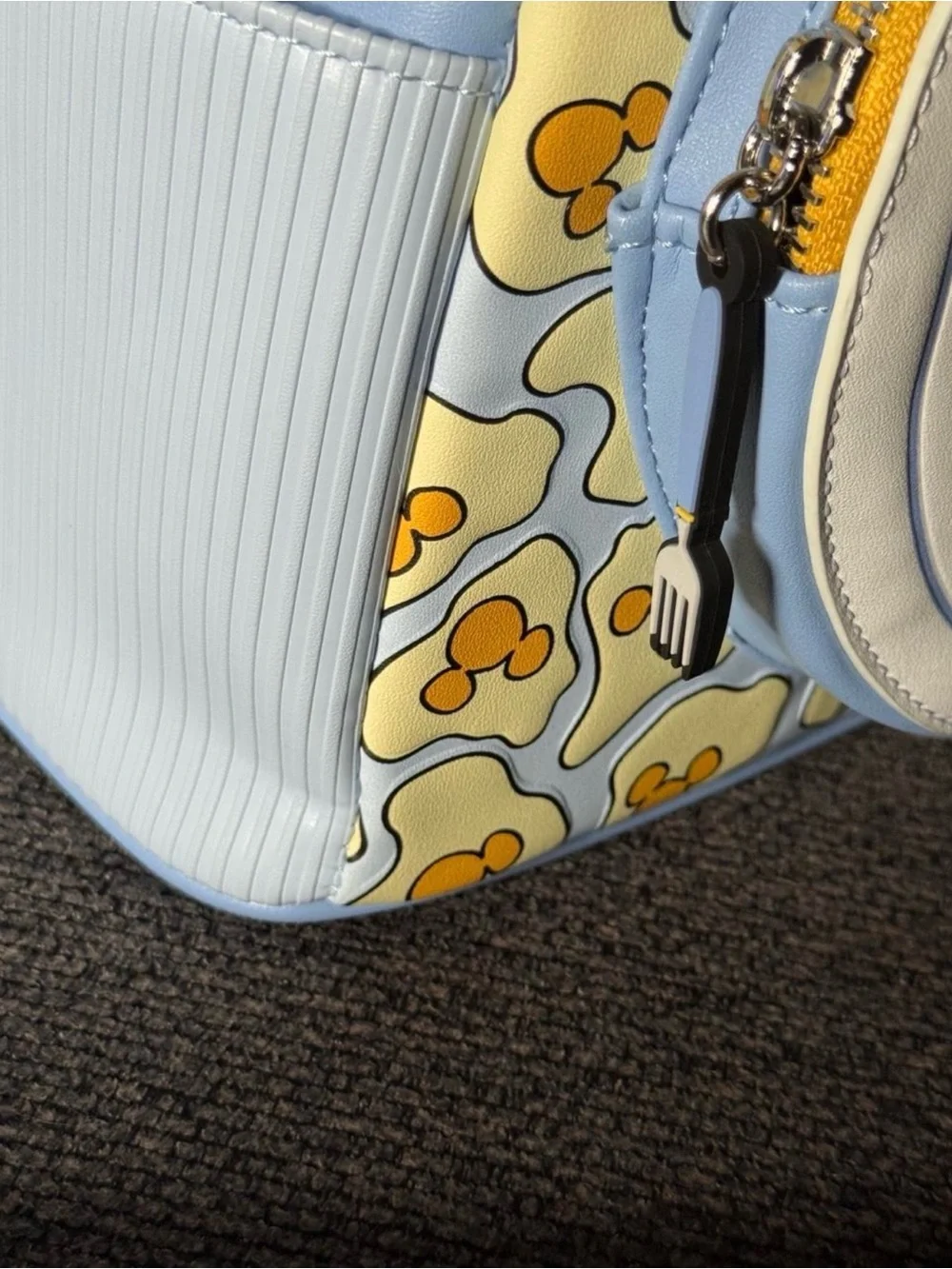 Loungefly Light Blue & Yellow Mickey Waffle Mini Backpack with Matching Wallet